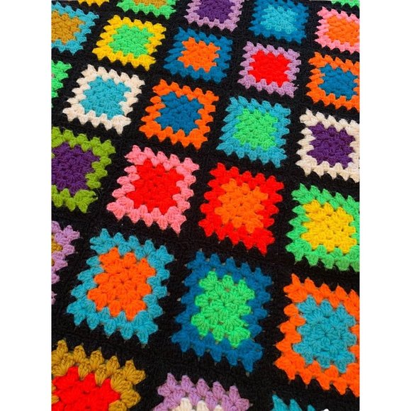 Vintage Handmade Granny Square Afghan Throw 54" Square - Picture 6 of 10